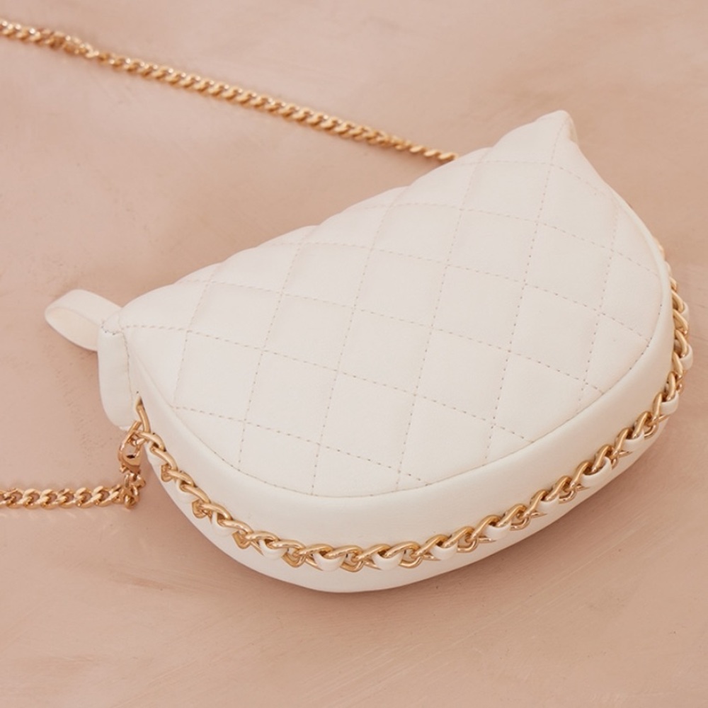 PrettyLittleThing White Quilted Crossbody Bag
